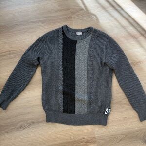 Moncler Charcoal and Black Crewneck Cashmere Sweater